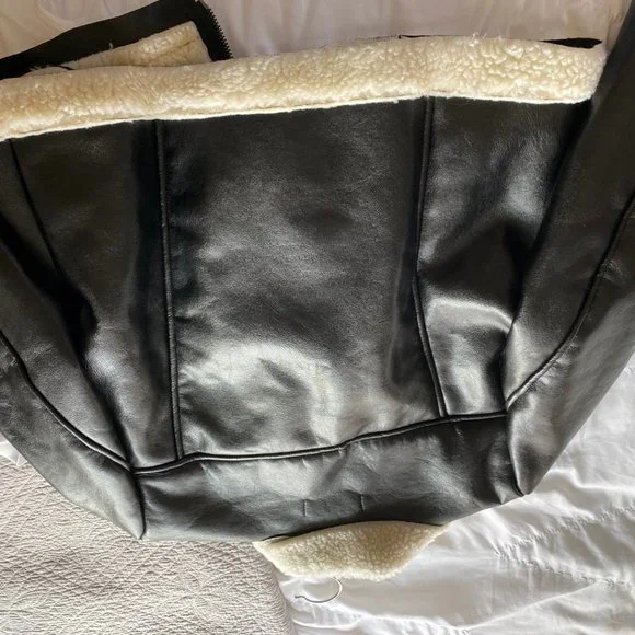 Central Park West Vegan Leather Jacket w/ Faux Shearling Sz S - Picture 5 of 5